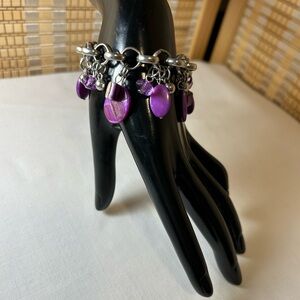 Chunky Purple Dangly Beads Bracelet